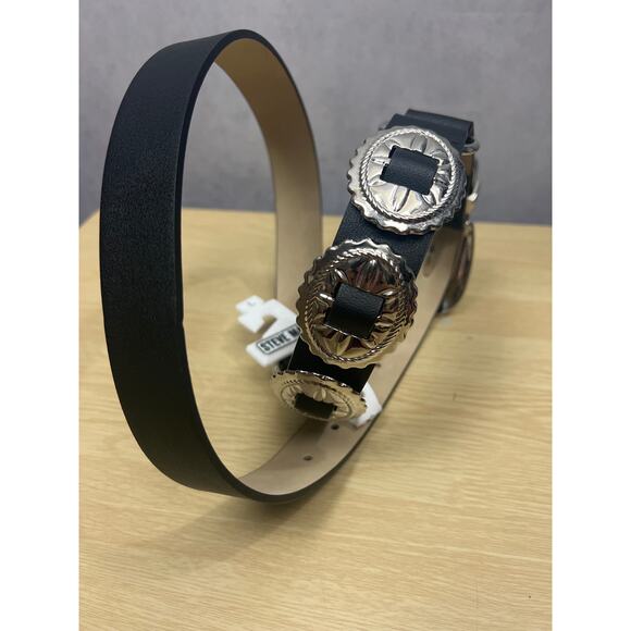 Steve Madden Fashion Belt Black/Nickel Size Large 43 Inch Long $42 Value main image 6